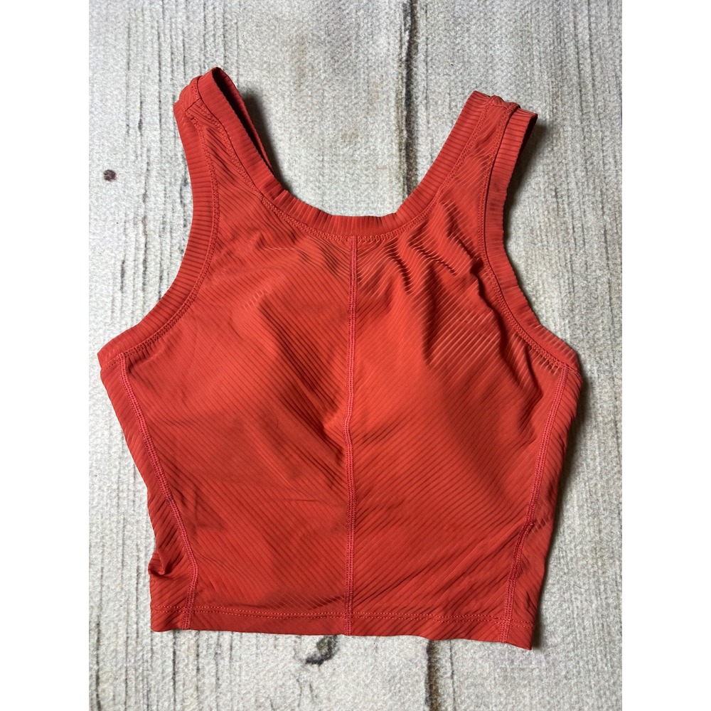 Prana Crop Top Womens Small Rust Orange Ribbed Athletic Yoga Tank